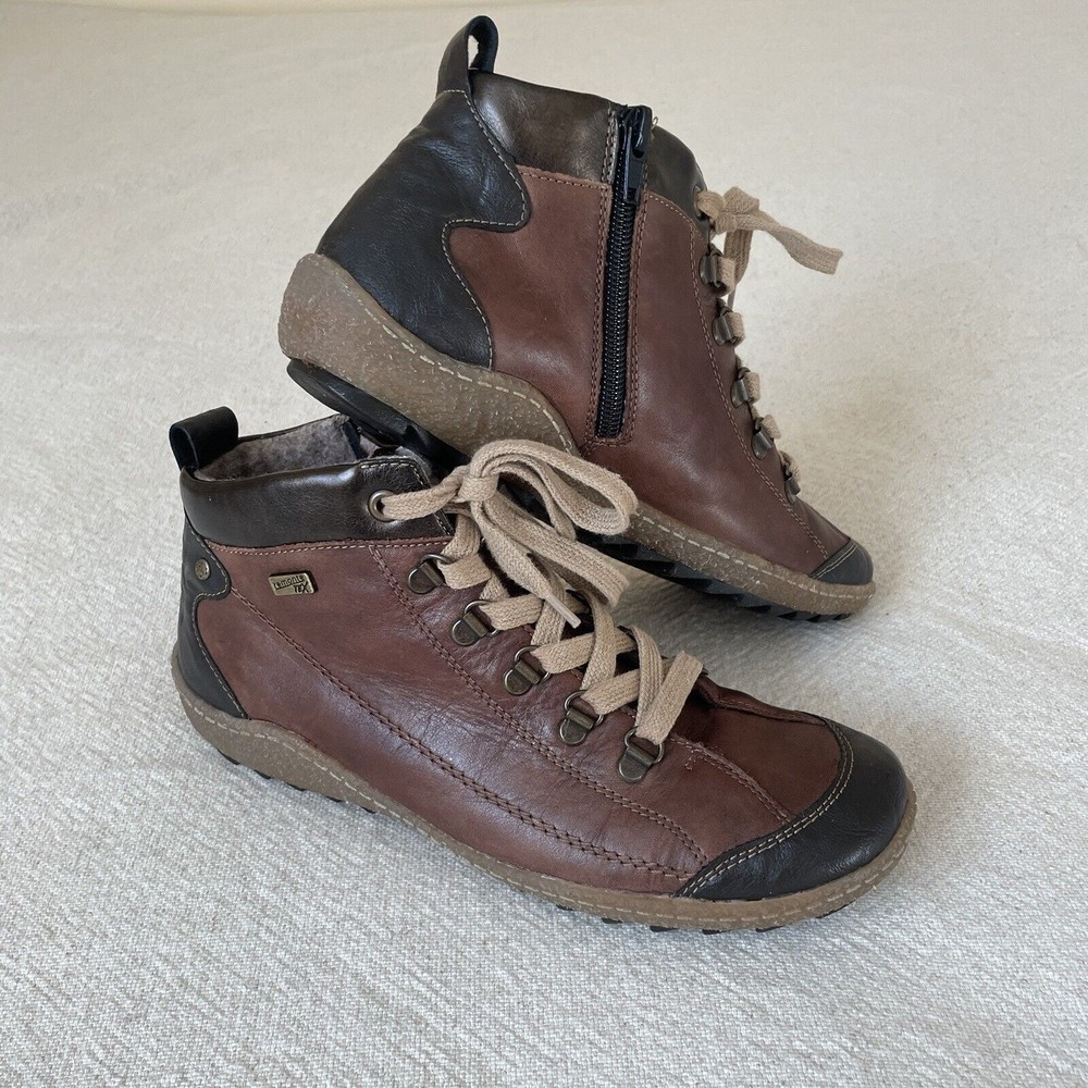 Remonte Ankle Boots Womens Size 7 US 38 EU Brown Leather Zip Up Sneaker R4779-25